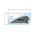 Blue tank decal featuring a black Indian chief profile with green feather accents and script logo.