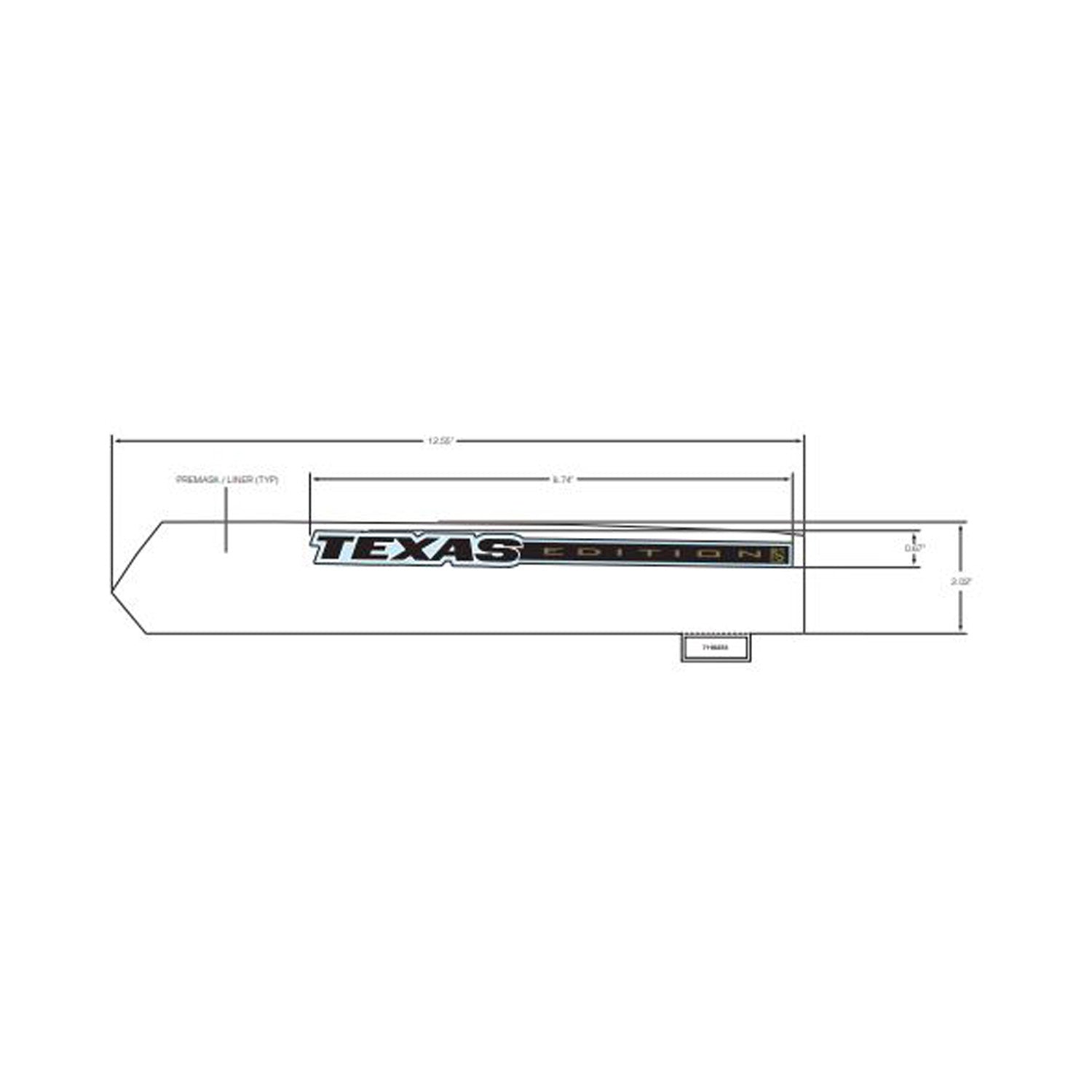 Black and white right side hood decal with bold "TEXAS" text and Polaris branding in smaller font.