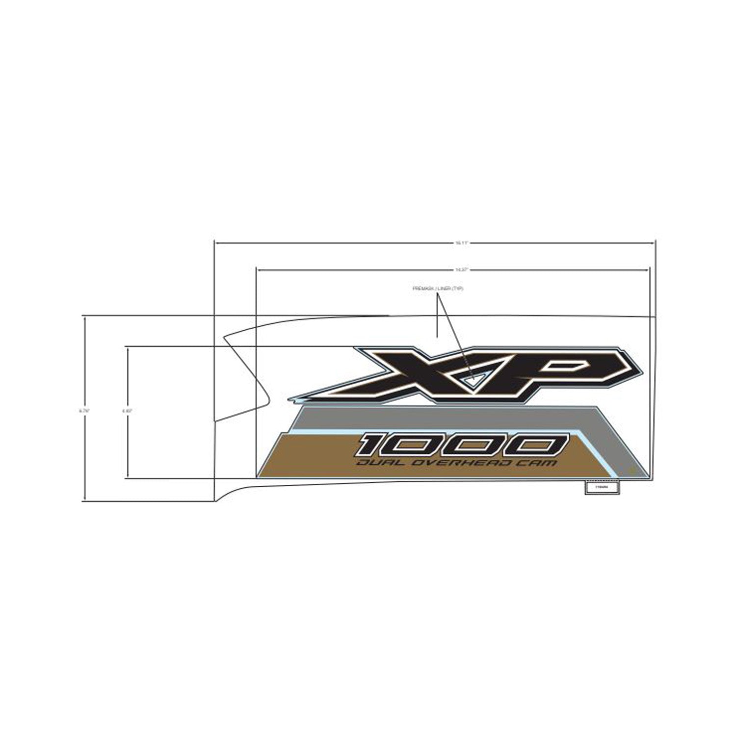 White and black Front Fender Decal with "XP 1000" text in bold, angular design.