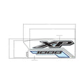 Black and gray XP 1000 decal with light blue accents for Polaris front left fender.