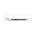 Left-side cargo box decal for Polaris Ranger in black, blue, and white with angular design accents.