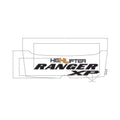White center hood decal with black "RANGER XP" and orange "HIGHLIFTER" text for Polaris UTV.