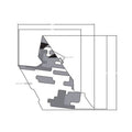 Gray and black camouflage rear fender decal with angular cutout edges for Polaris UTV, right lower side.