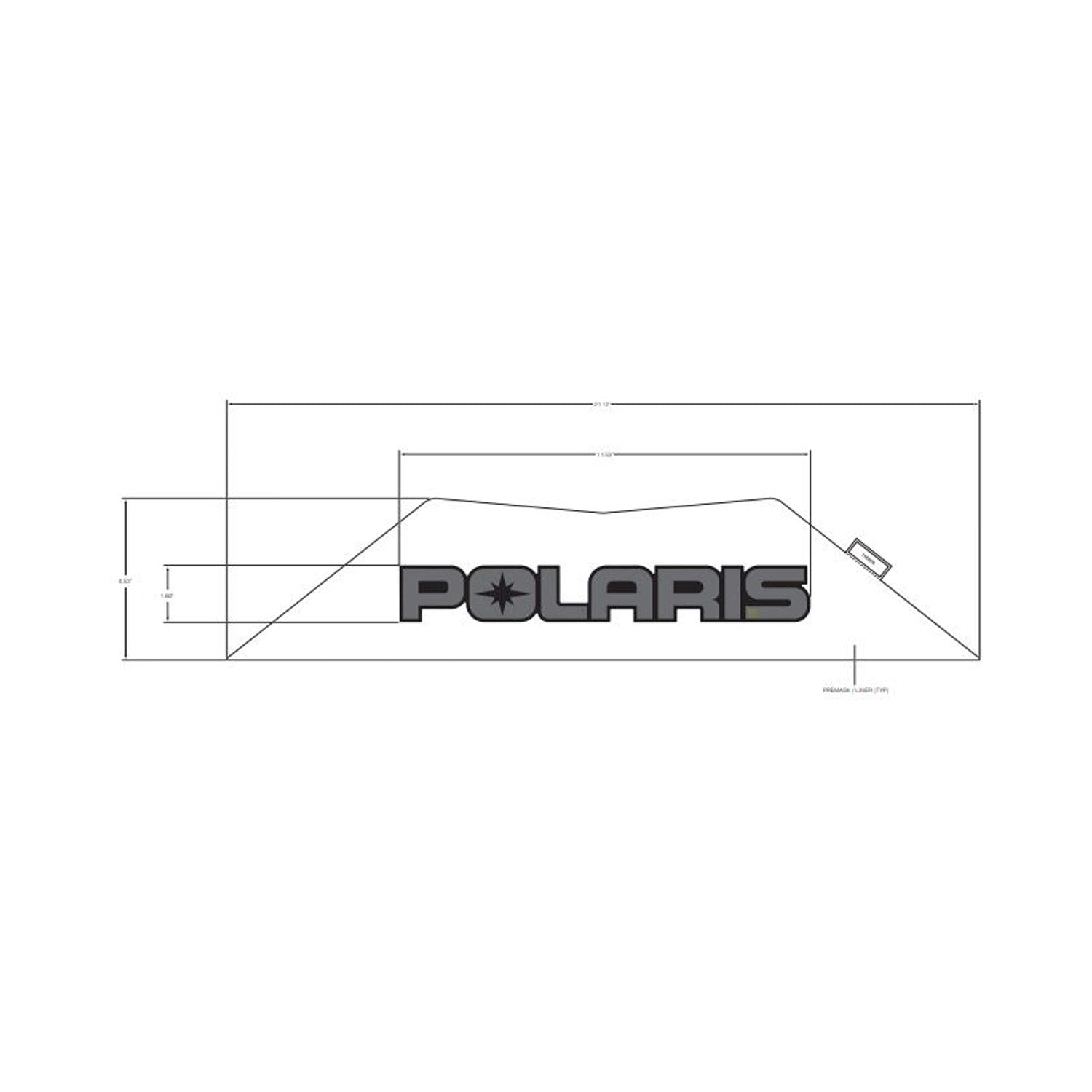 Black and gray Polaris logo decal with angular geometric background on transparent backing.