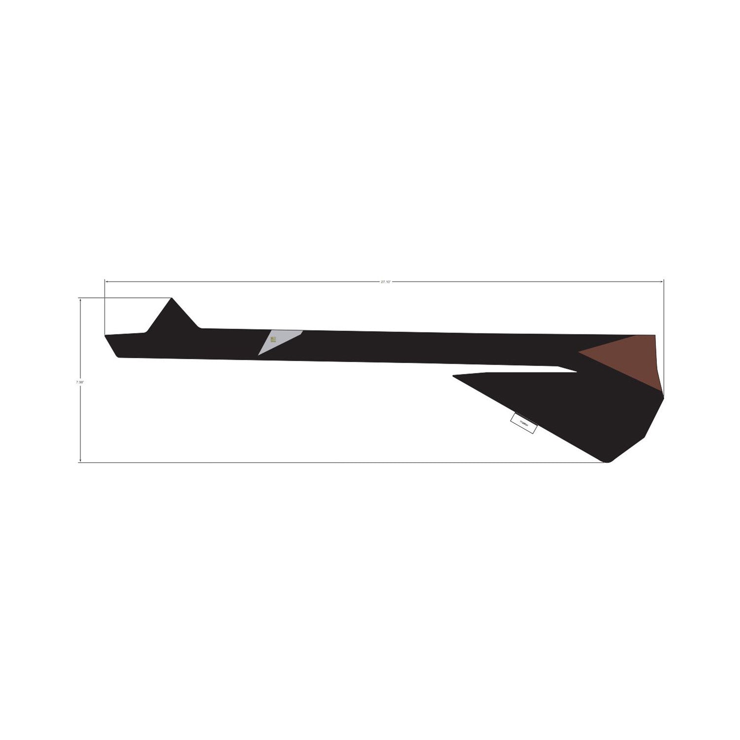 Angular black and brown decal strip with sharp geometric shapes for Polaris UTV door lower left side.
