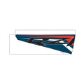 Polaris RZR upper door decal in blue with black and red geometric accents, angled design.