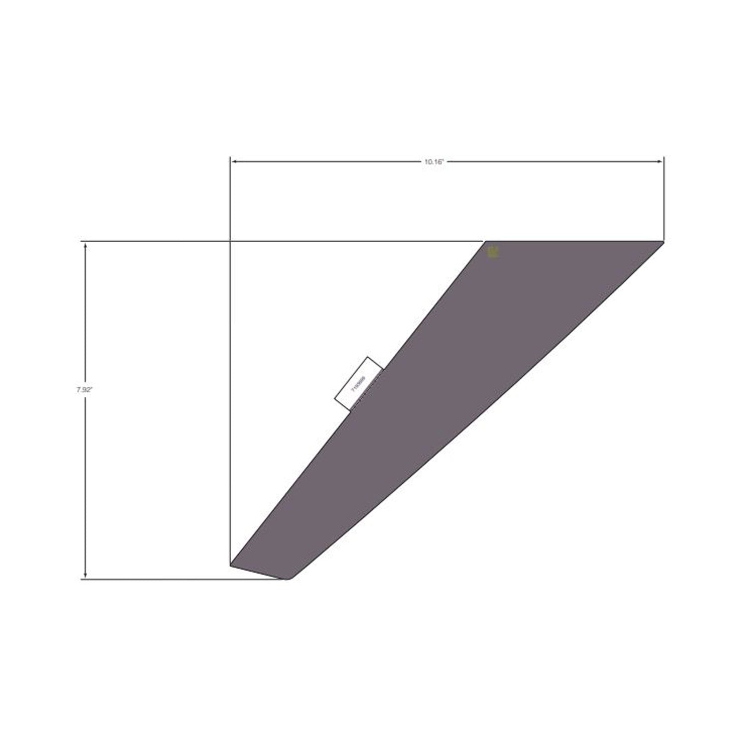 Gray triangular center hood decal with a smooth matte finish and a small tab for attachment.