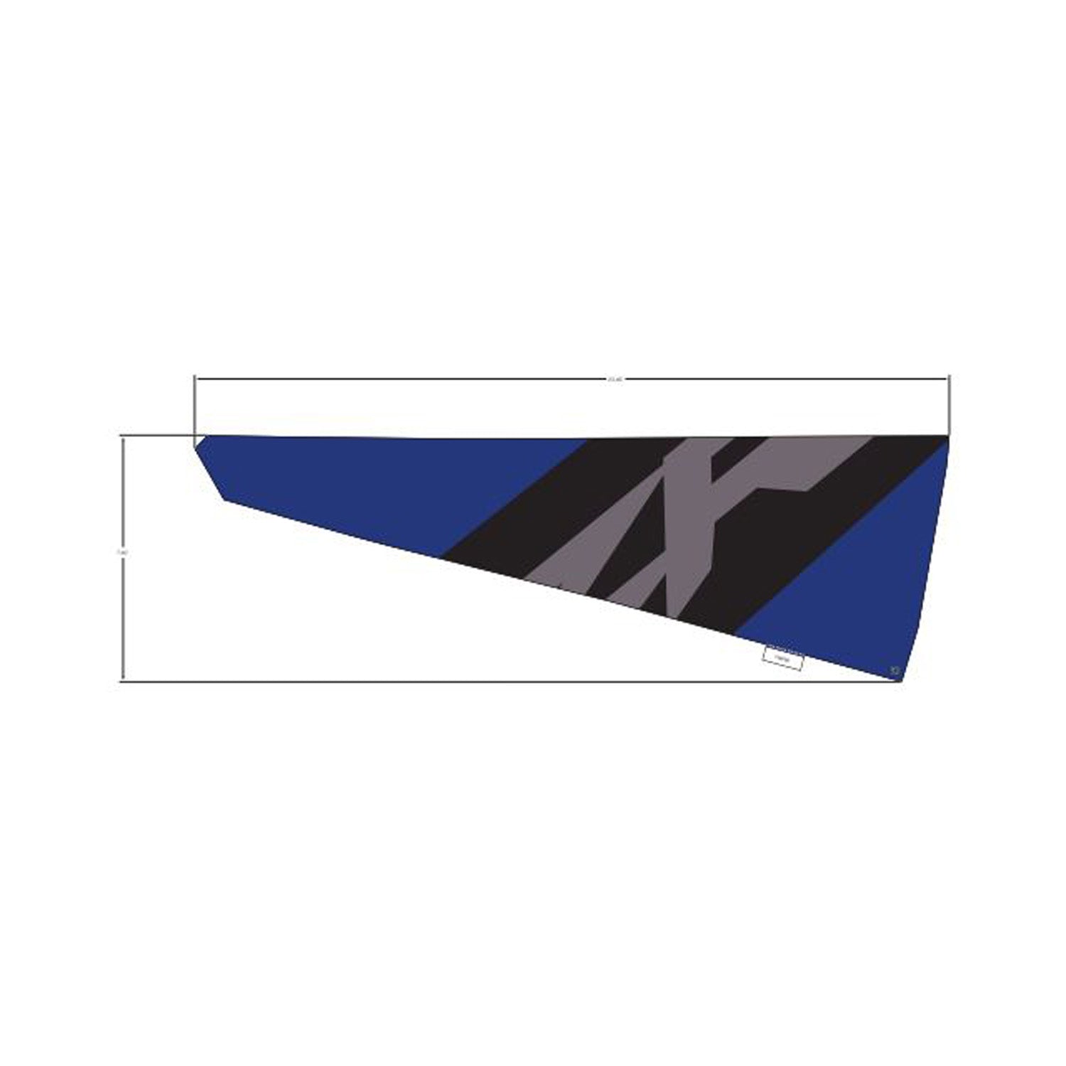 Blue and black angular decal with gray "XP" lettering for Polaris UTV door panel.