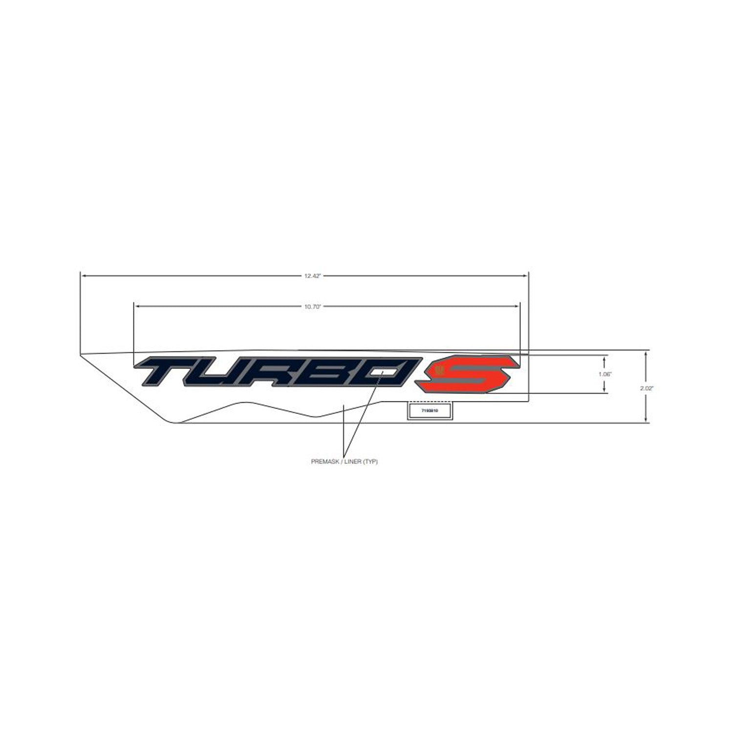 Black and red "Turbo S" text decal with angular shape, designed for Polaris UTV hood right side.