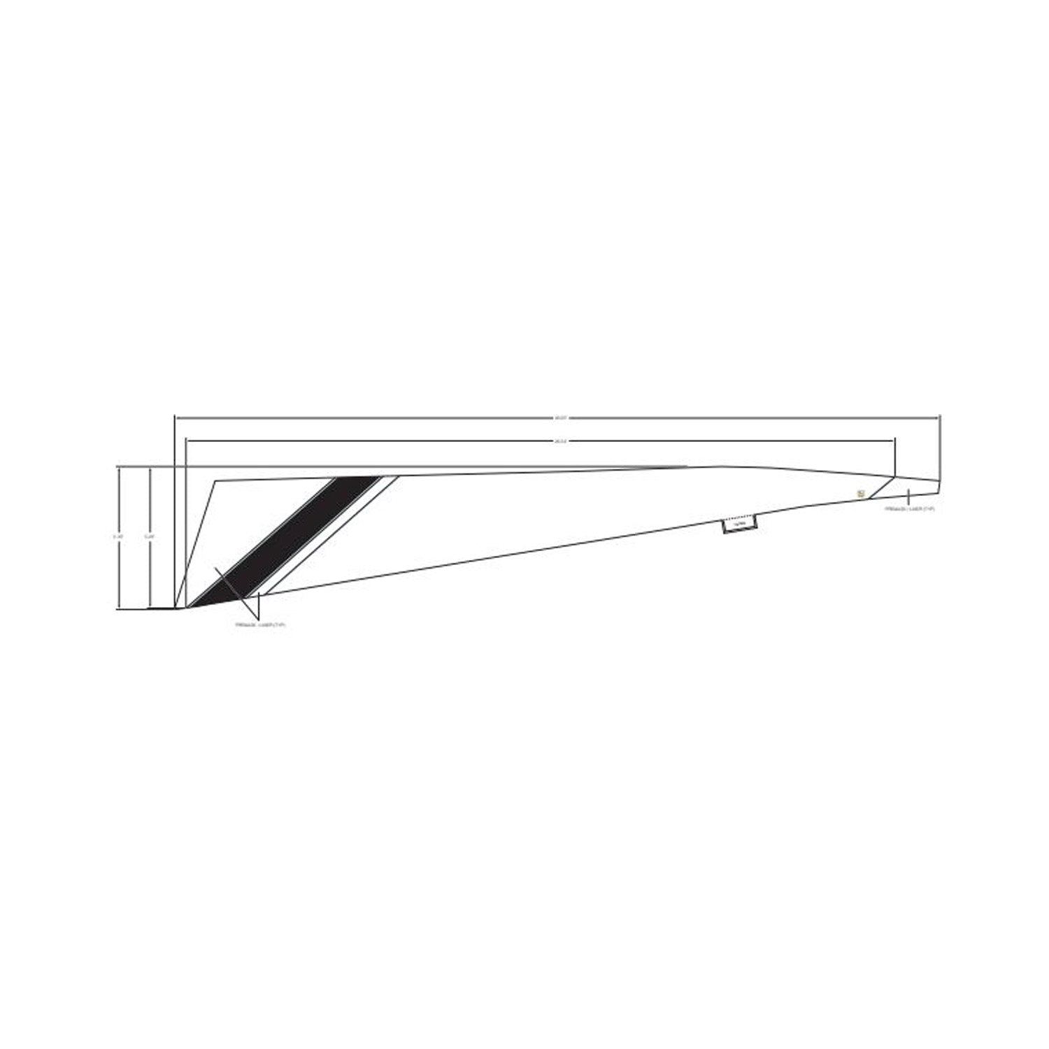 Black and white angular rear fender decal with sharp lines for Polaris RZR RS1 left lower side.