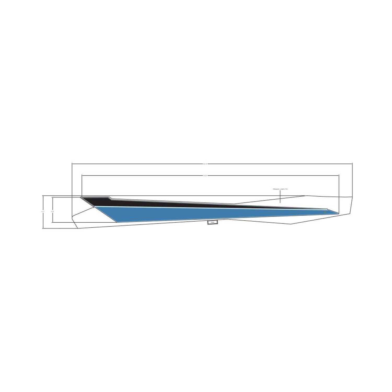 Blue and black angular front upper door decal for Polaris UTV, left side, sleek design.