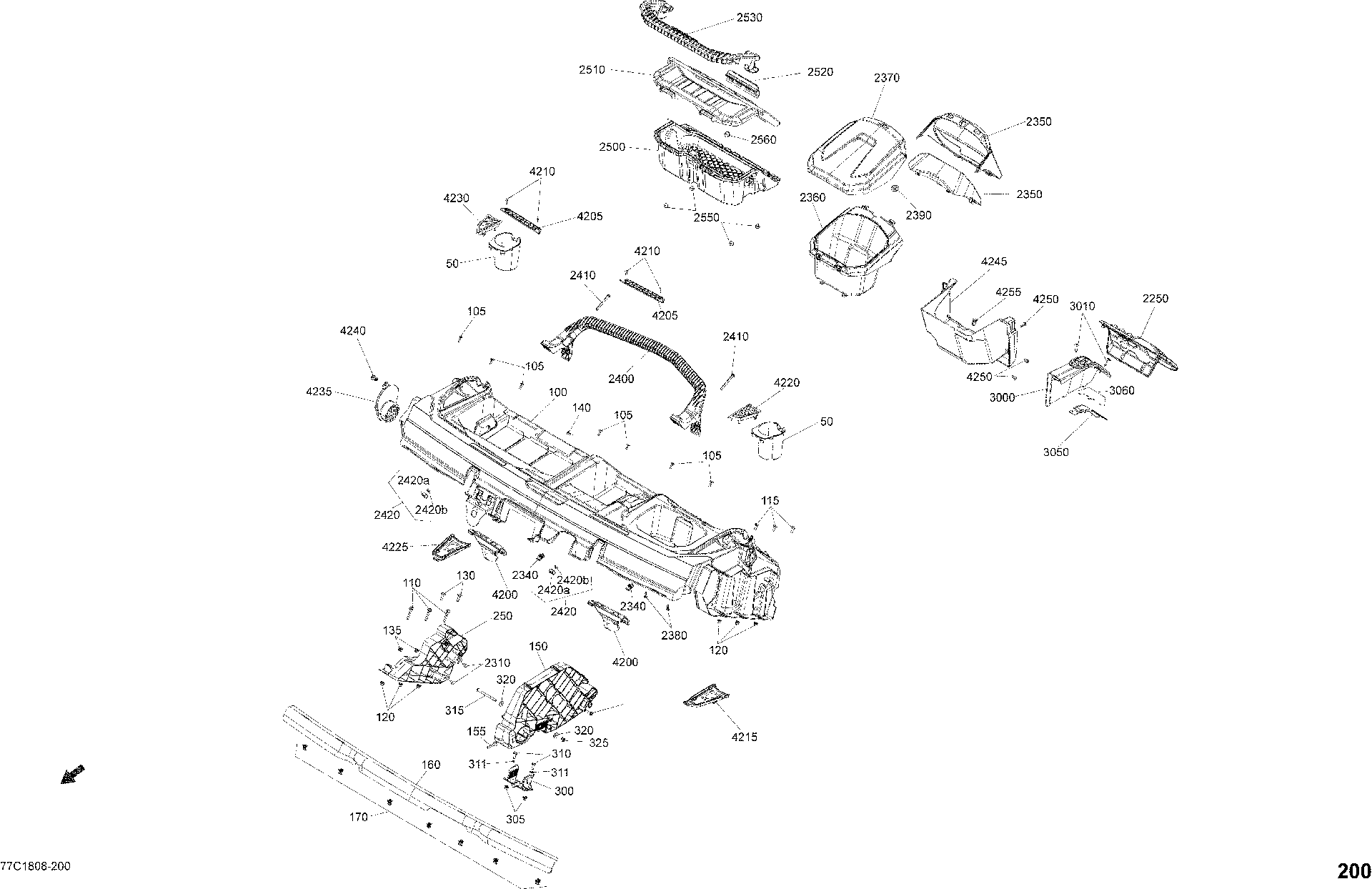 An Image of a Genuine Can-Am Parts Schematic Diagram showing the schematic - CAB INTERIOR DASHBOARD DEFENDER MAX