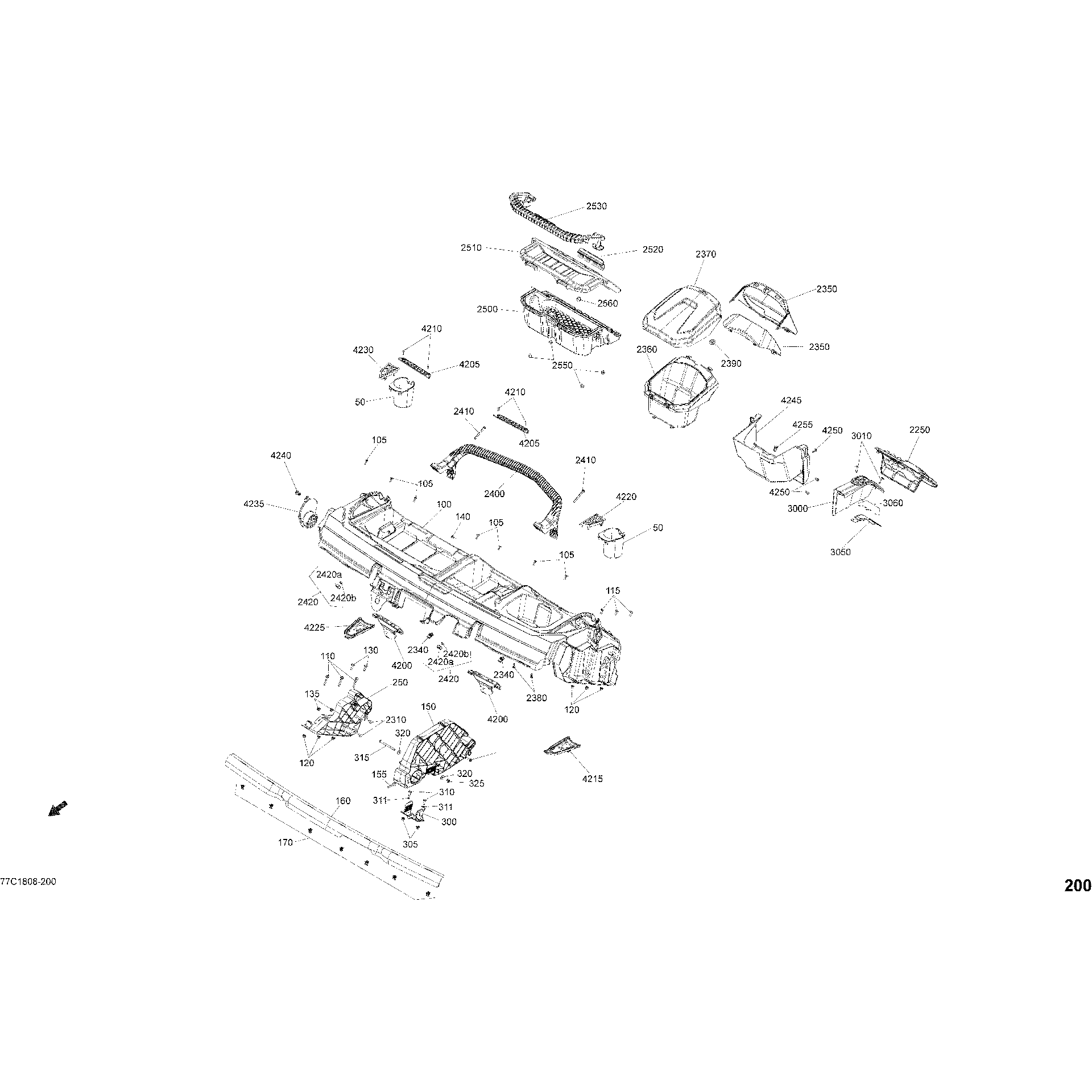 An Image of a Genuine Can-Am Parts Schematic Diagram showing the schematic - CAB INTERIOR DASHBOARD DEFENDER MAX