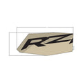 Beige rear door decal with bold black "RZR" lettering and angled edges, designed for off-road vehicle.