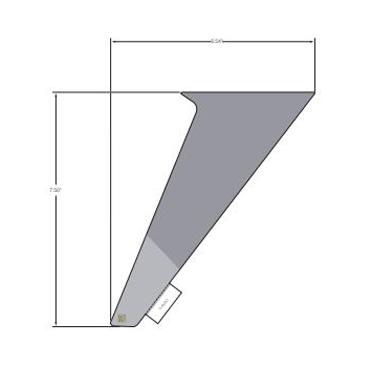 Gray triangular rear door decal for Polaris UTV with precise angular cutouts and dimensions shown.