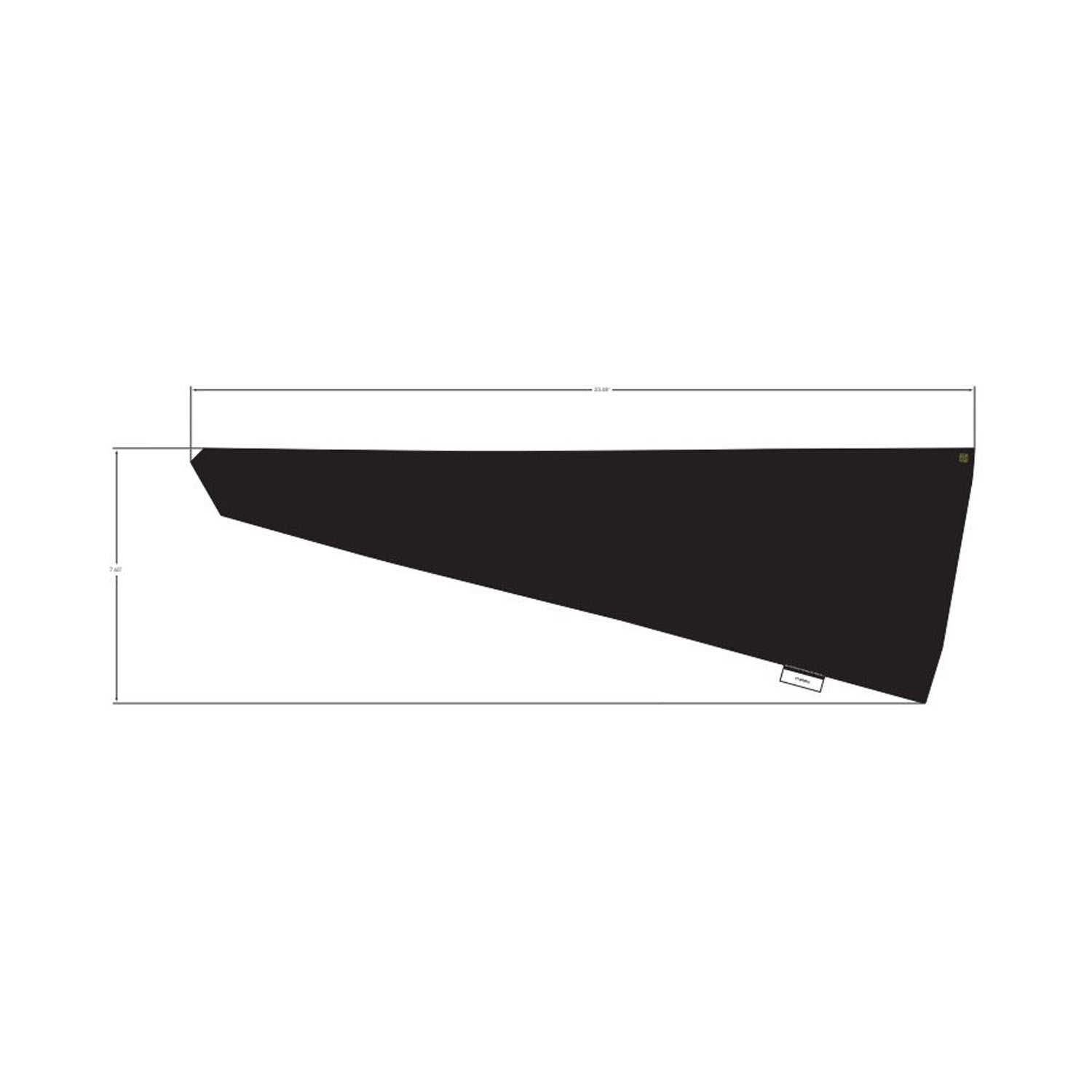 Matte black triangular door decal with sharp angled edges for left middle side installation.
