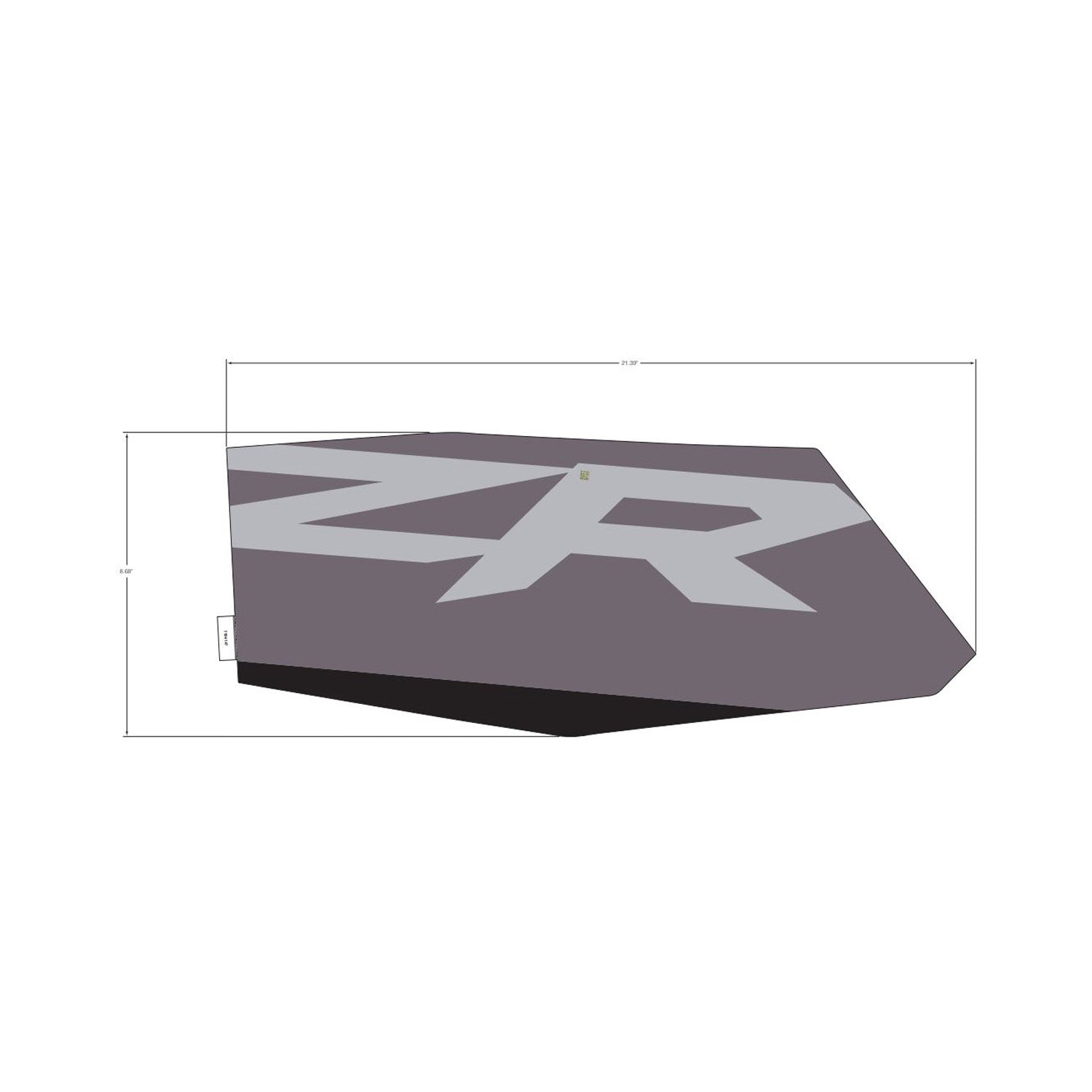 Gray and black angular Polaris rear door decal with large "ZR" lettering.
