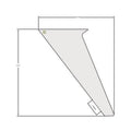 Gray triangular rear door decal with precise measurements for exact fit on right side.