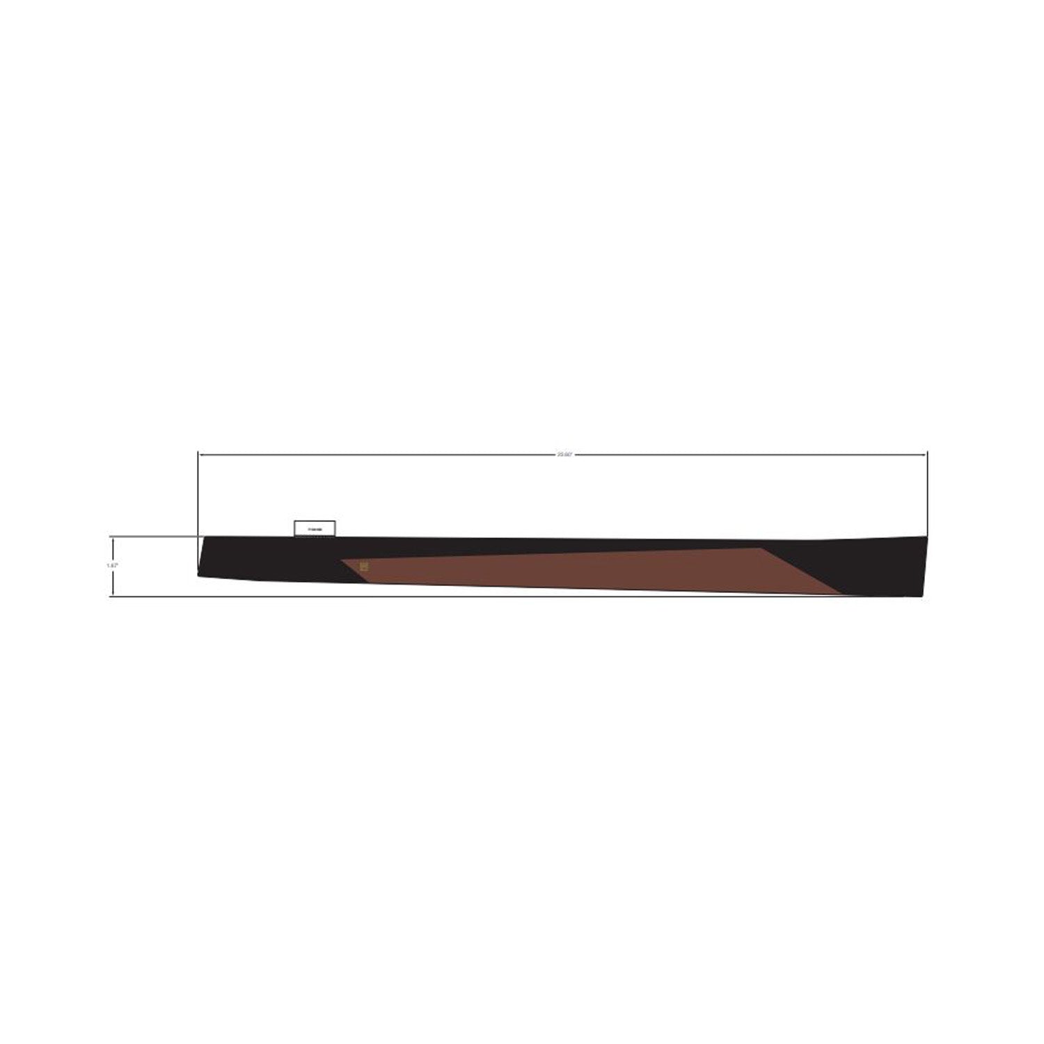 Long rectangular decal with black and dark brown angular design for left rear upper door of Polaris vehicle.
