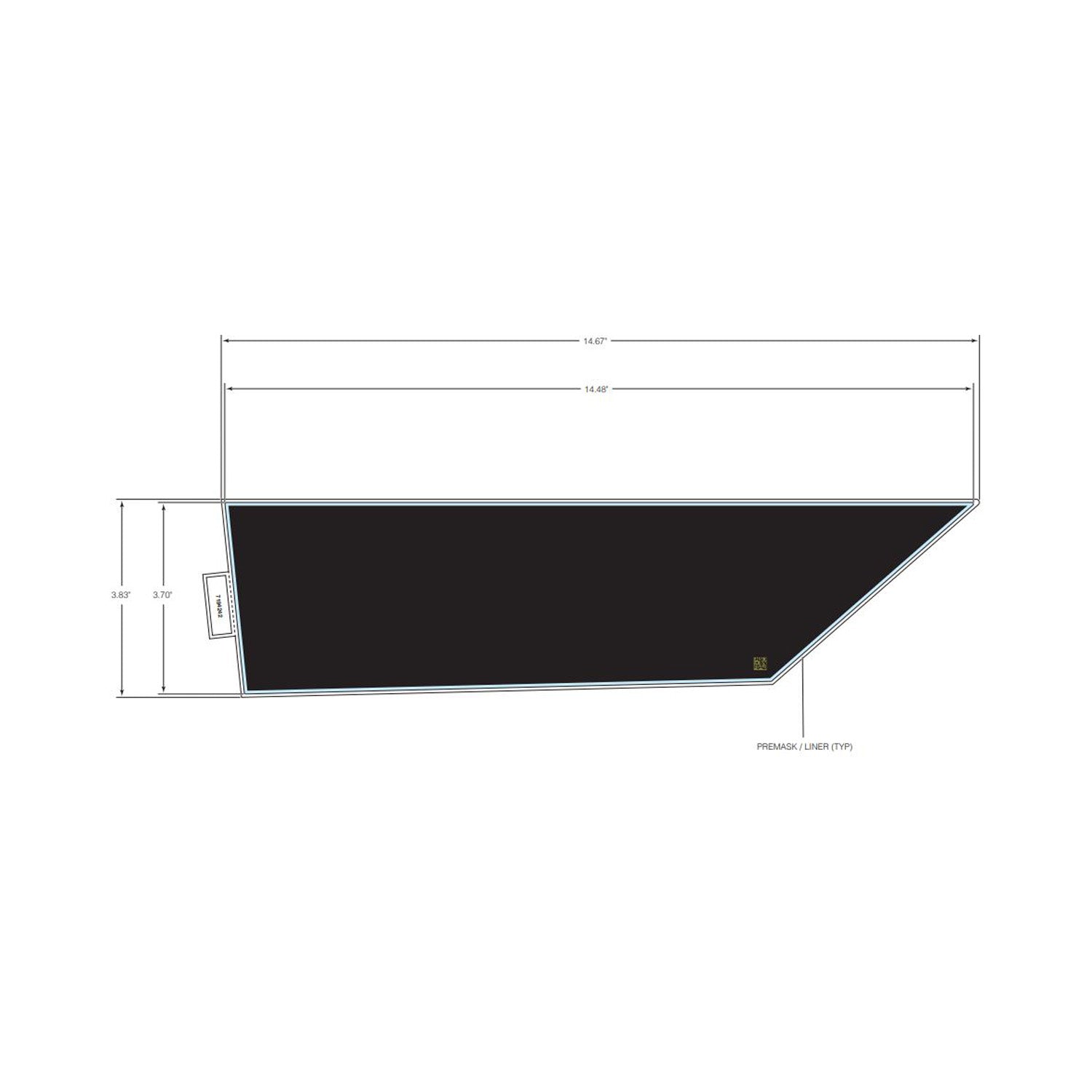 Black and white angular rear door decal with precise cutouts for Polaris General 4 1000 Deluxe right side replacement.