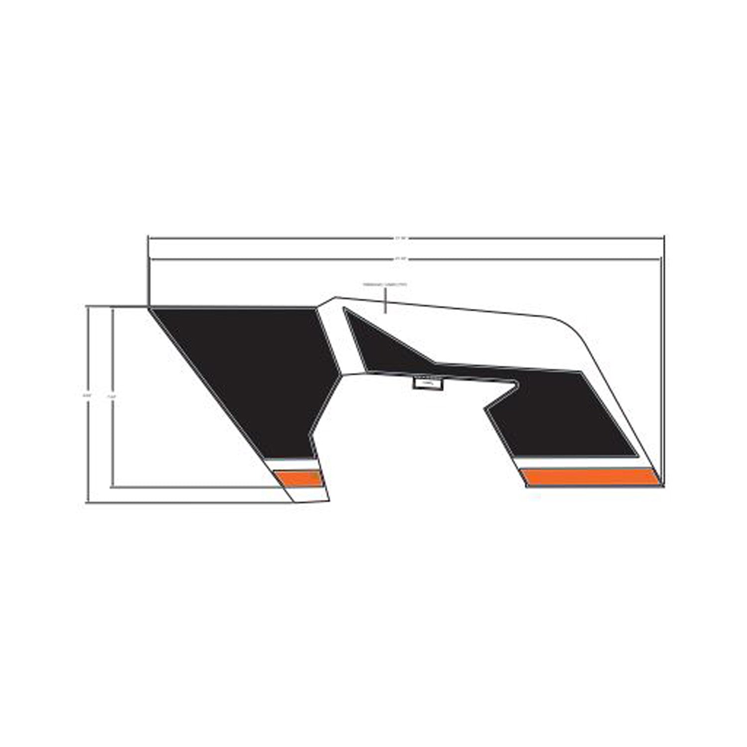Black and white angular body decal with orange accents for Polaris UTV middle right side.