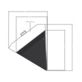 Black triangular front upper door decal with geometric white border and precise dimensions labeled.