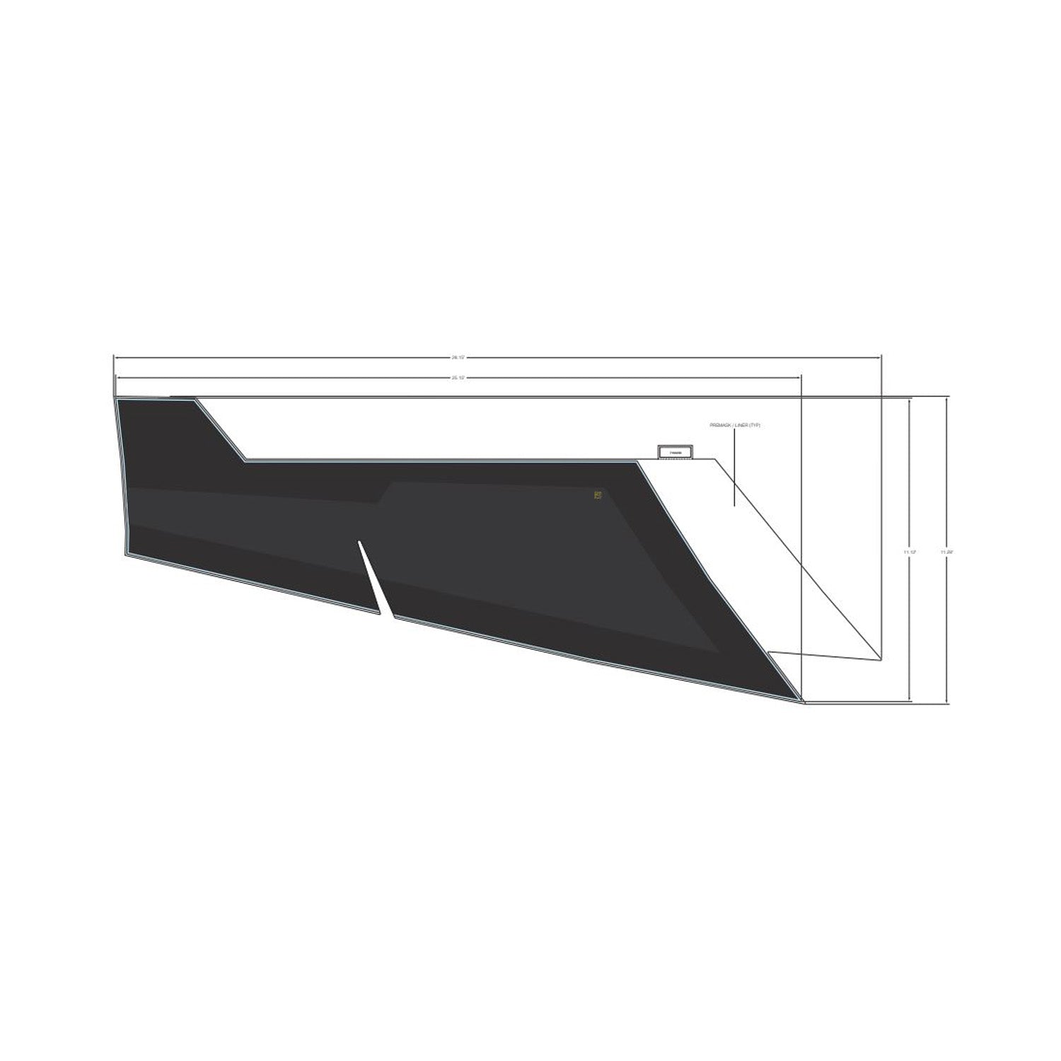 Black angular rear door decal with sharp edges and sleek design for Polaris UTV.
