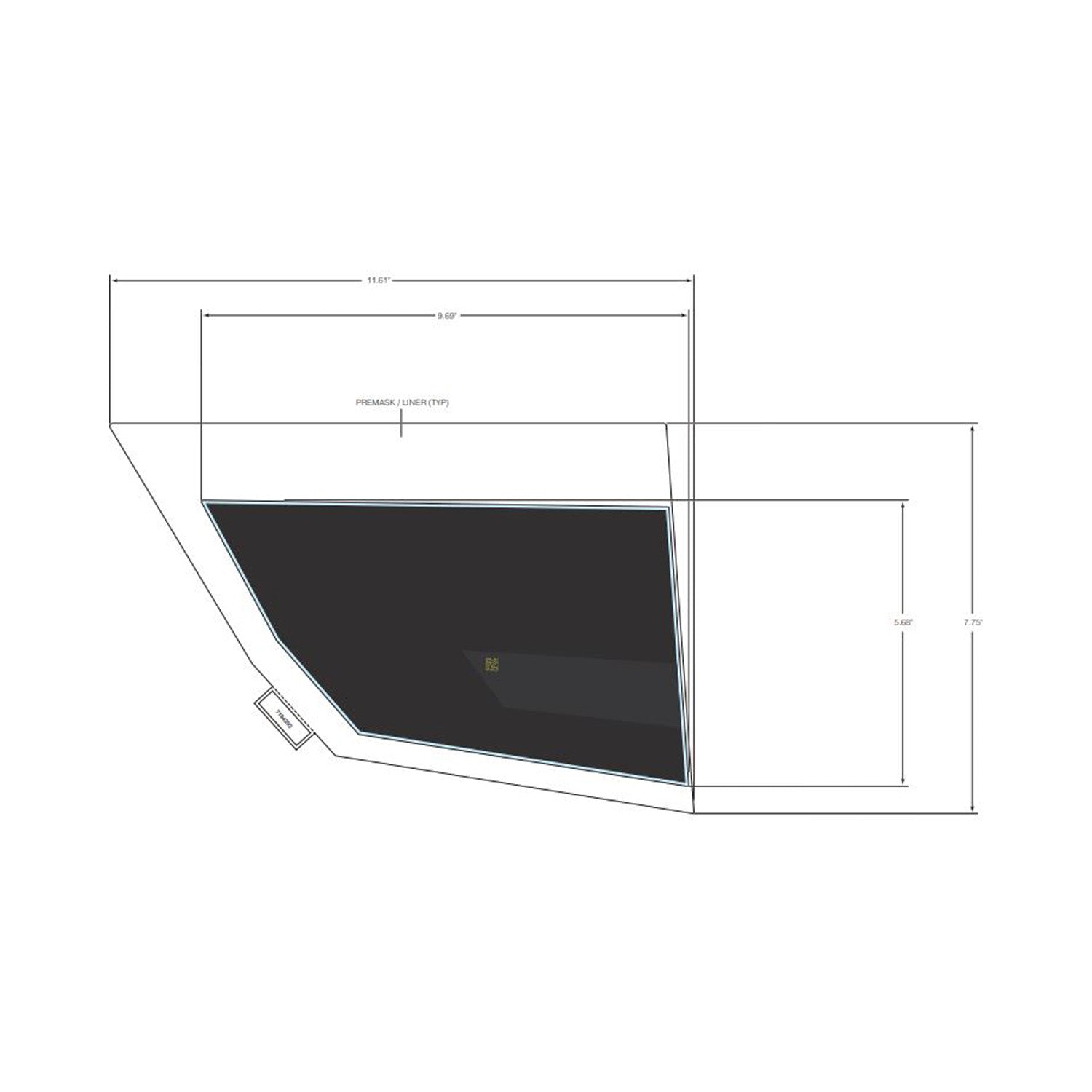 Black angular bolster cover decal with precise cutouts for Polaris UTV model fitment.