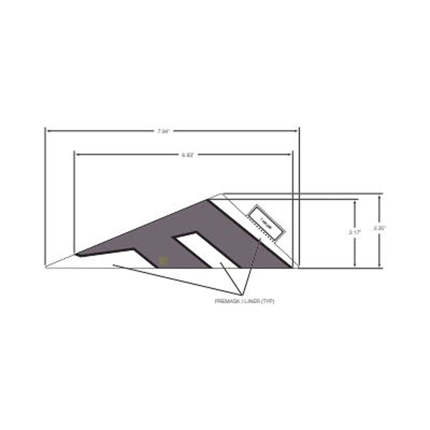 Black and gray angular lower door decal with sharp geometric design and dimensions visible.