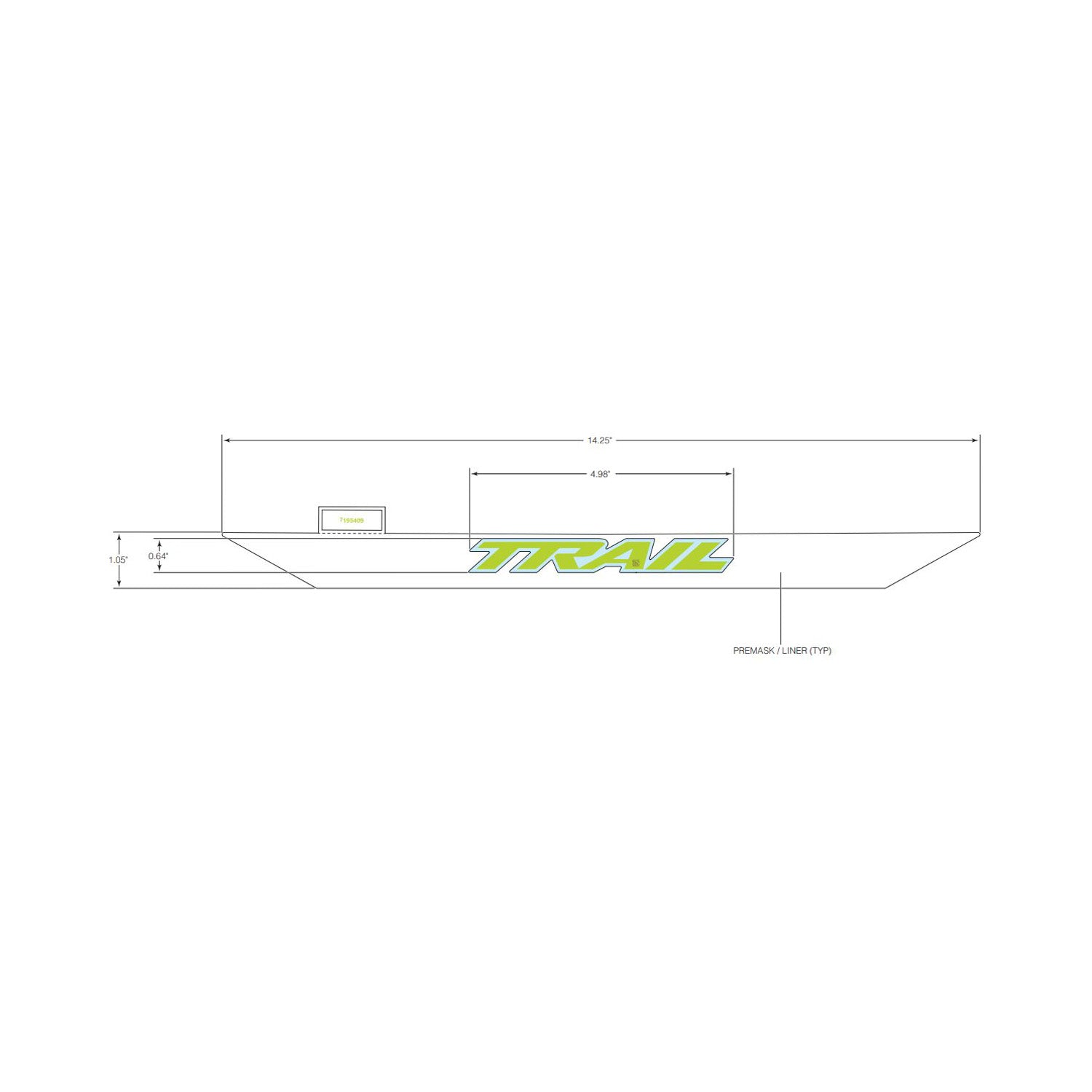 White hood decal with lime green "Trail" text designed for Polaris RZR vehicles.