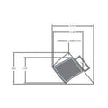 Gray angular front door decal with precise dimensions and sharp corner edges.