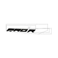 Black angular "PRO R" decal with sharp edges and modern font on transparent backing.