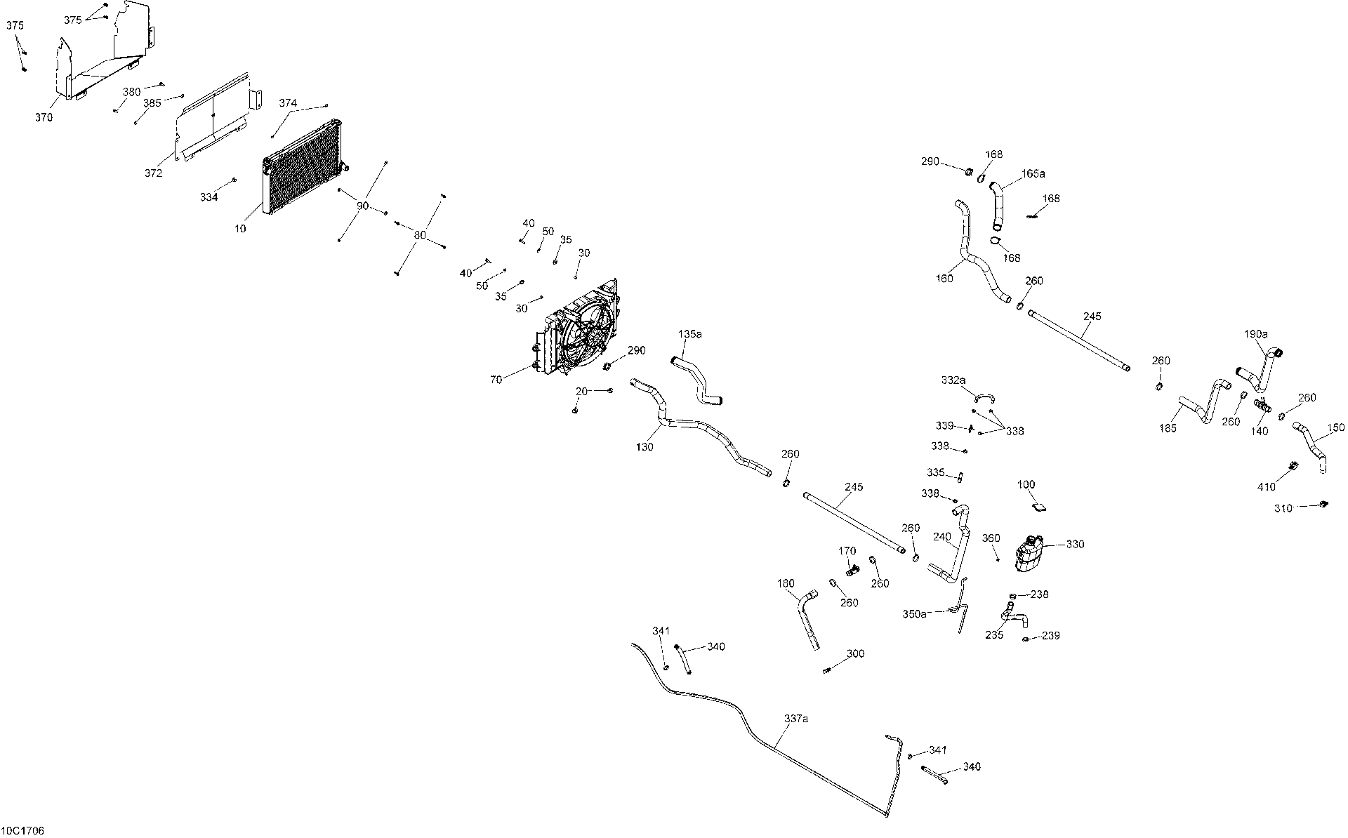 An Image of a Genuine Can-Am Parts Schematic Diagram showing the schematic - COOLING SYSTEM