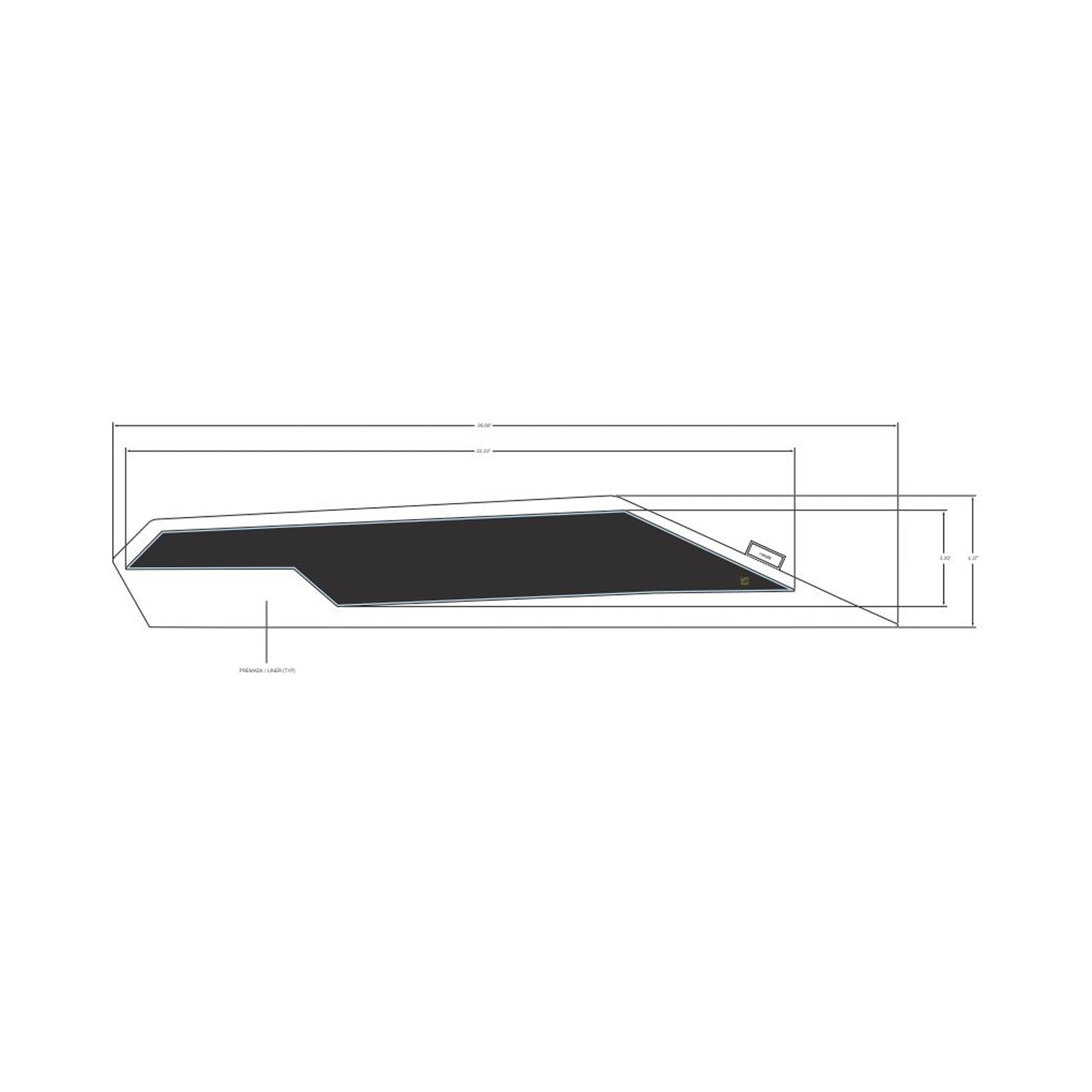Black and gray angular rear door decal with sharp edges and Polaris branding for right side.