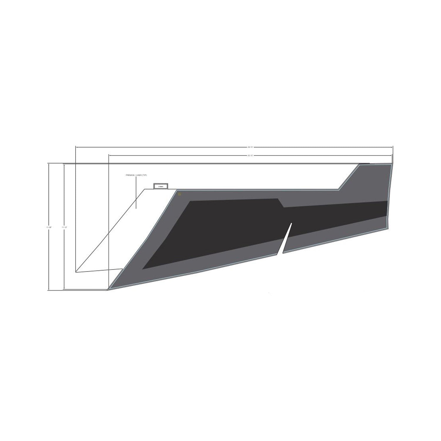Black and gray angular rear door decal with sharp geometric design for Polaris vehicle.
