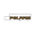 Rectangular bronze decal with black "POLARIS" text and star design inside the letter O.