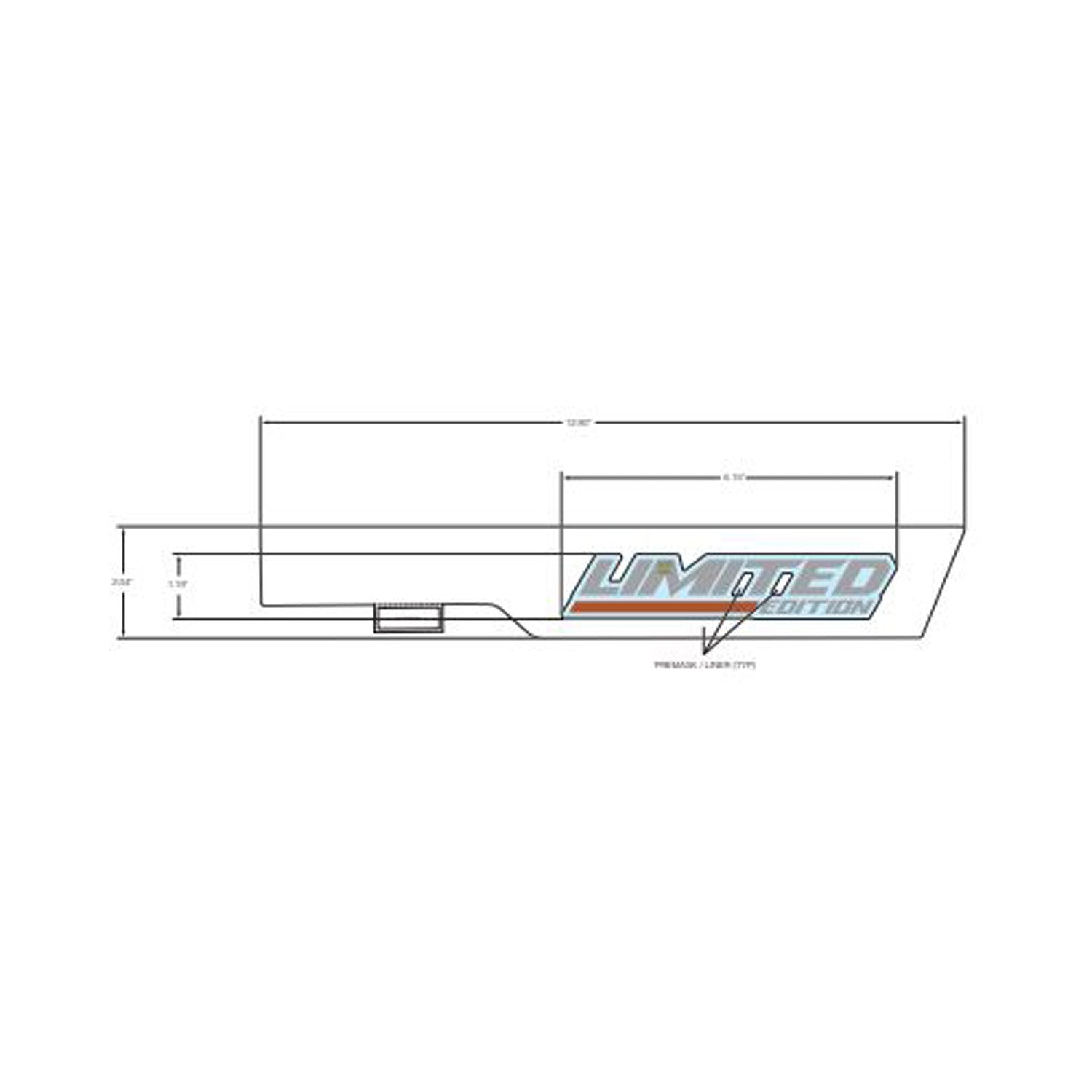 Tailgate decal with "Limited" text in blue and gray geometric font on transparent background, designed for Polaris vehicles.