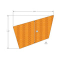 Amber trapezoid-shaped reflector decal with honeycomb pattern, 5.34 by 4.39 inches.