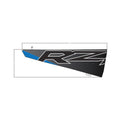 Black and blue angular Polaris RZR upper door decal with bold white lettering.