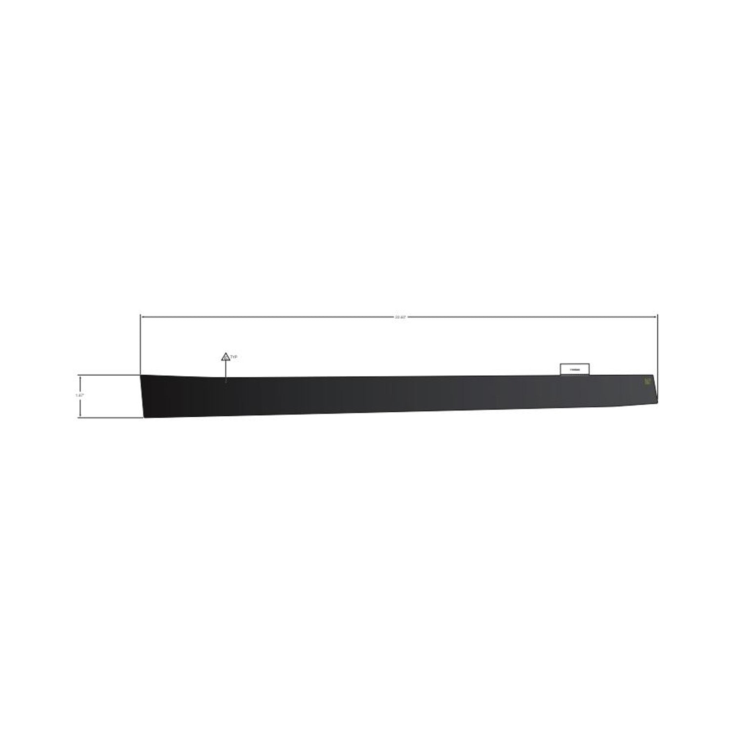 Black elongated rear upper door decal with a sleek, narrow design for the right side.