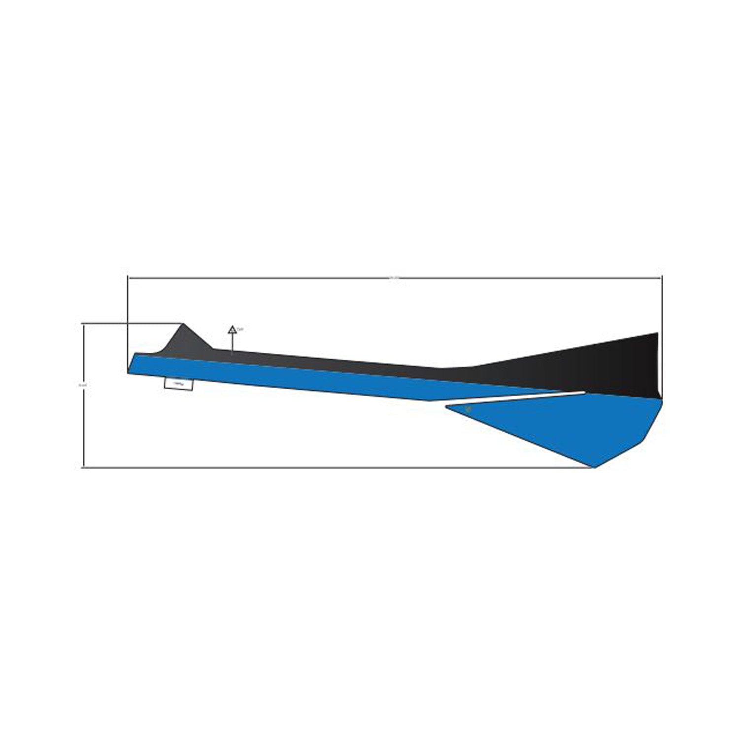Black and blue angular rear upper door decal for left lower side, sharp geometric design.