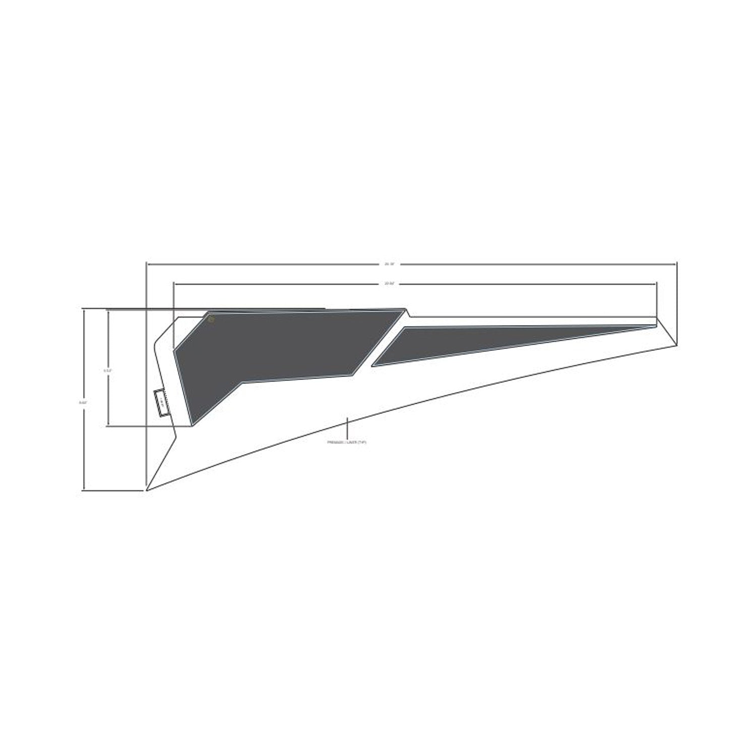 Black and gray angular rear lower door decal with sharp geometric design for Polaris vehicle.