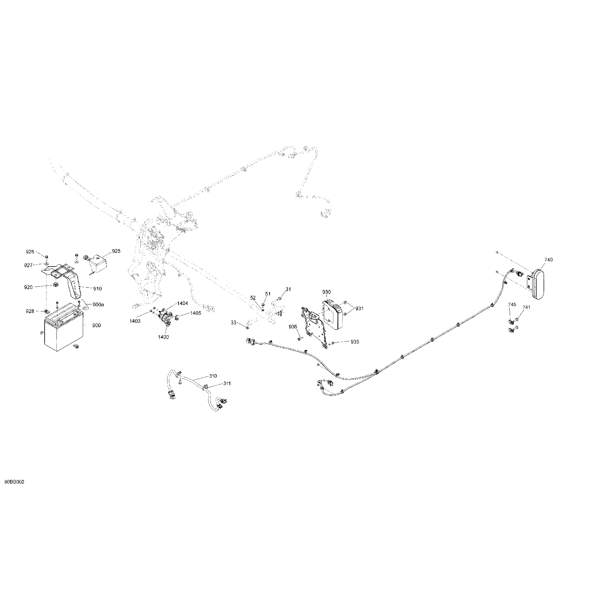 An Image of a Genuine Can-Am Parts Schematic Diagram showing the schematic - ELECTRIC - REAR SECTION