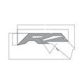 Gray angular rear door decal with stylized "RZR" lettering and sharp edges.