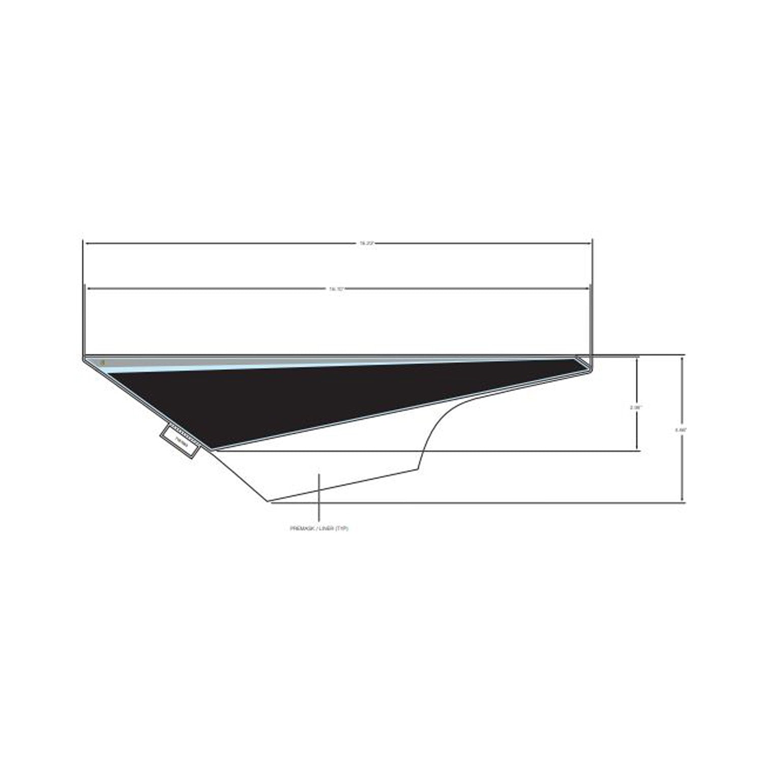 Black and gray angular front fender decal with blue accent line for right side.