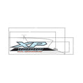 Black, white, and blue XP 1000 right front fender decal with sharp angular design and Polaris branding.