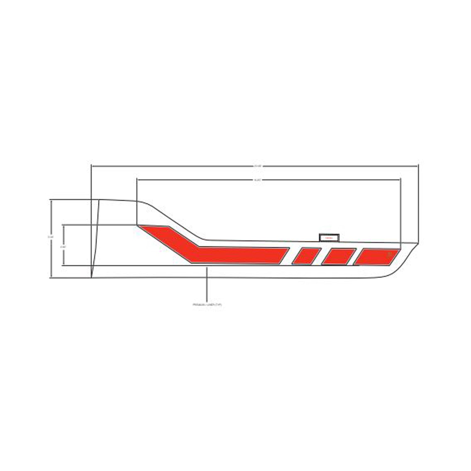 Red and black angular rear upper door decal for Polaris UTV, left side, with modern geometric design.