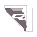 Gray and white angular decal with partial "RZR" logo for Polaris bolster cover.