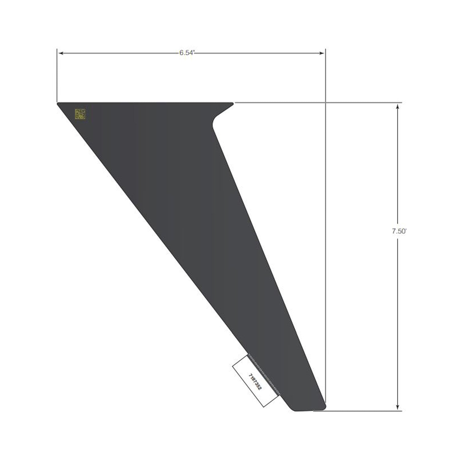 Black triangular rear upper door decal with precise angular shape and small attached tab.