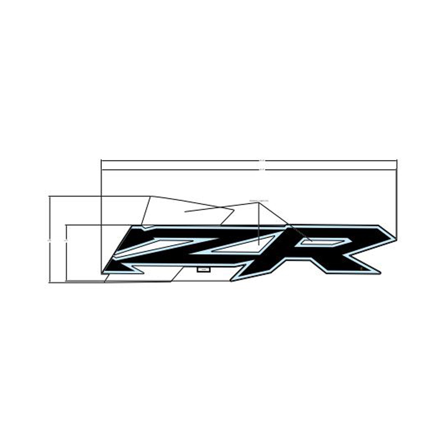 Black and blue angular "RZR" decal with sharp edges and a layered design.